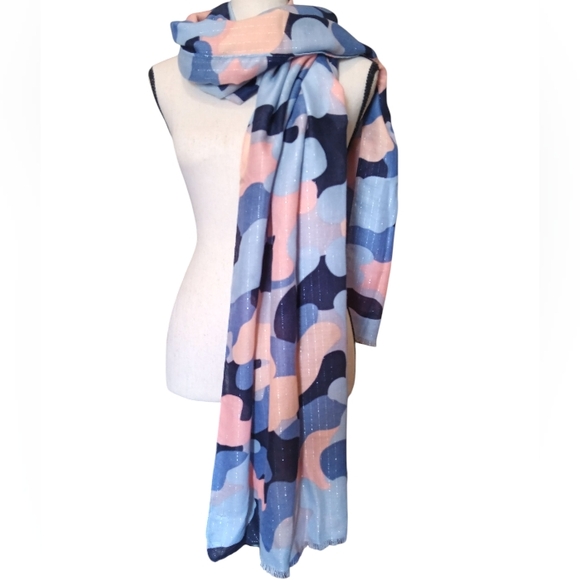 Mud Pie Blue and Pink Shimmer Abstract Scarf - Picture 1 of 4